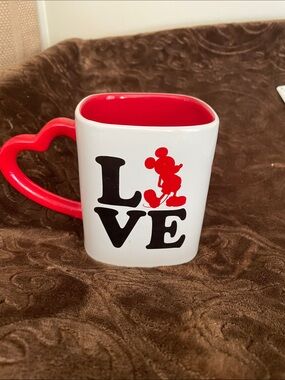 Disney White & Red Mickey Love Heart-Handle Ceramic Mug